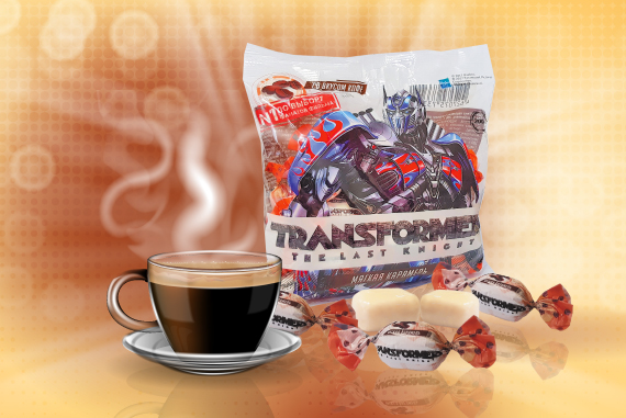  Мягкая карамель с жидким центром «Transformers», вкус кофе